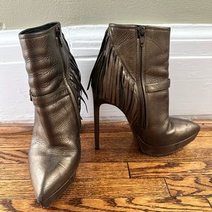 Saint Laurent Janice Booties Gold w/Tassels size 37
